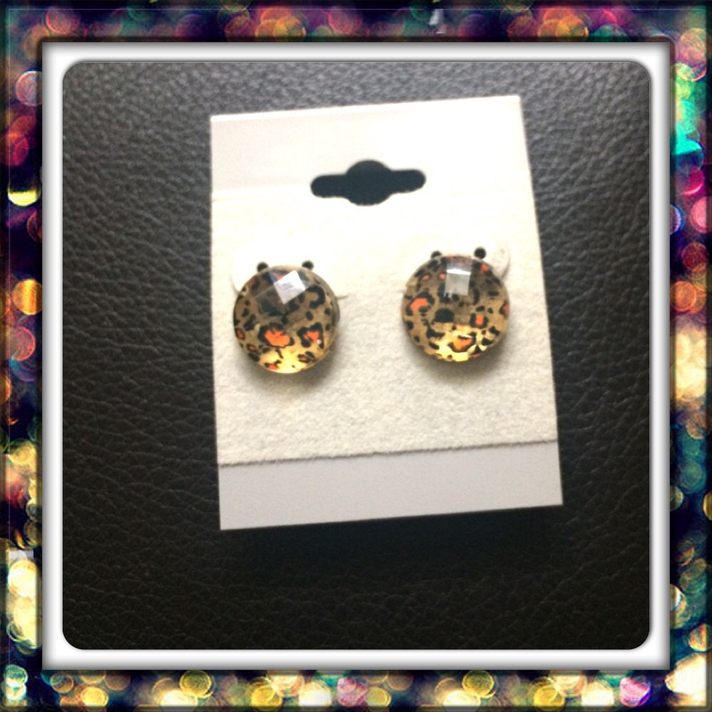 Handmade Leopard Studs