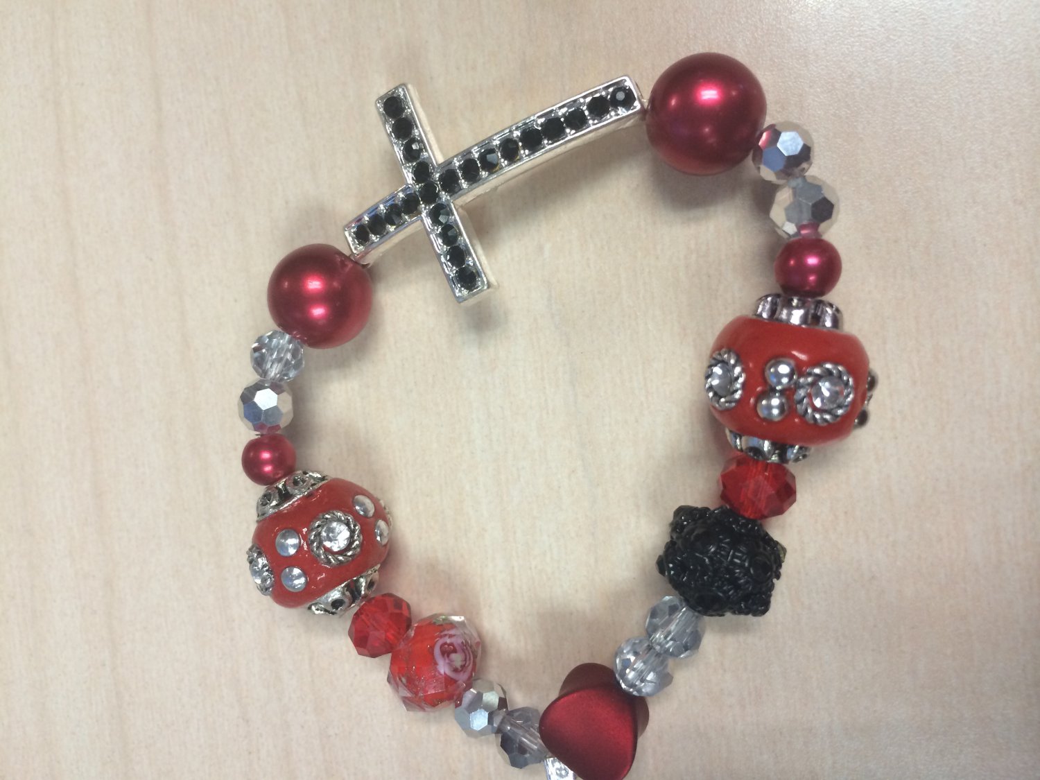 Handmade Red Cross bracelet