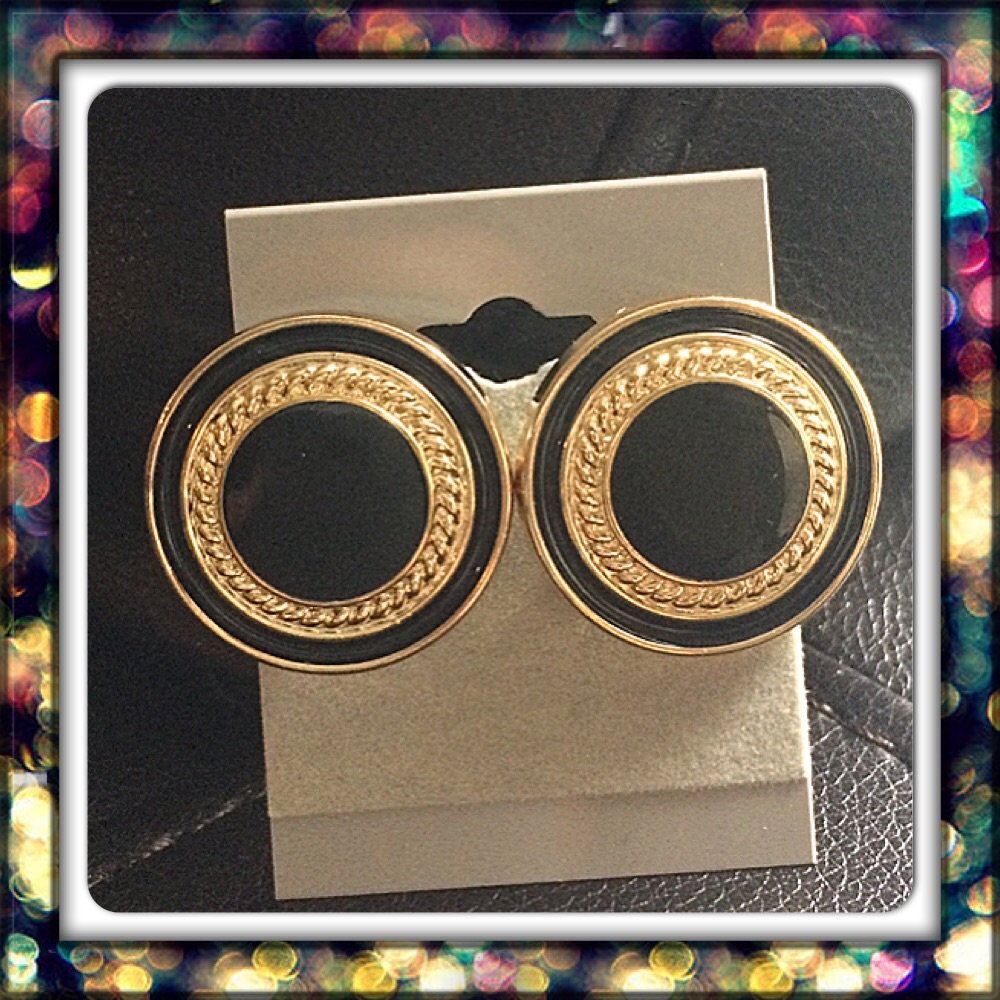 Handmade Black Gold Studs