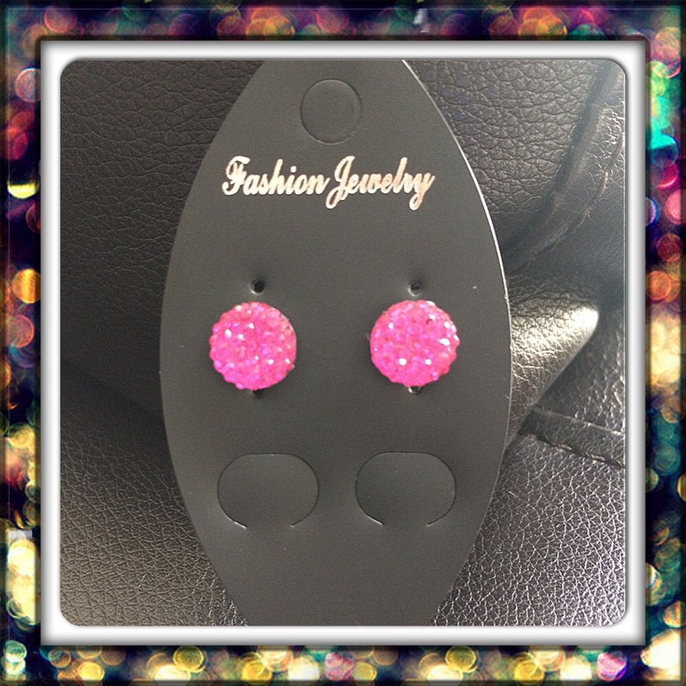 Handmade Hot pink Studs