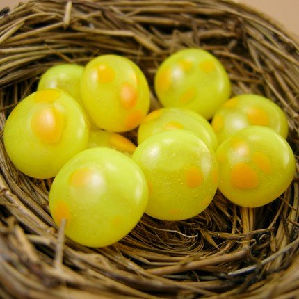 Dino Egg Cabochons - Yellow Speckled Fused Glass Cabs
