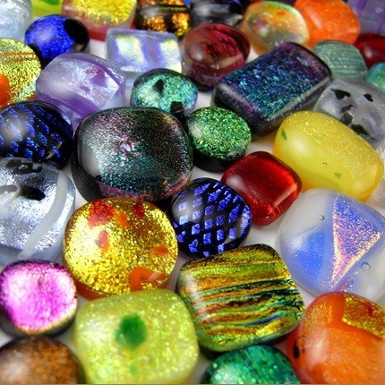 Cab Grab Bag - Surprise Lot of Five (5) Dichroic Fused Glass Cabochons