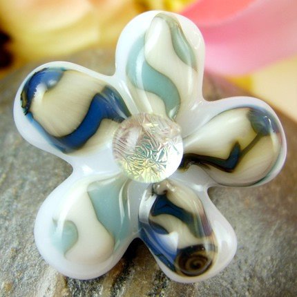 Dichroic Fused Glass Flower Pin