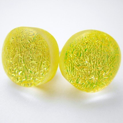 Yellow Dichroic Glass Earrings with Sterling Posts