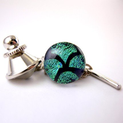 Green Dichroic Glass Tie Tack