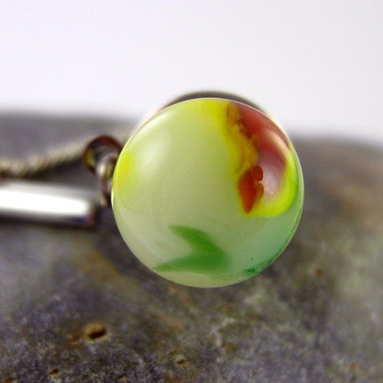 Fused Glass Tie Tack with Bar and Chain