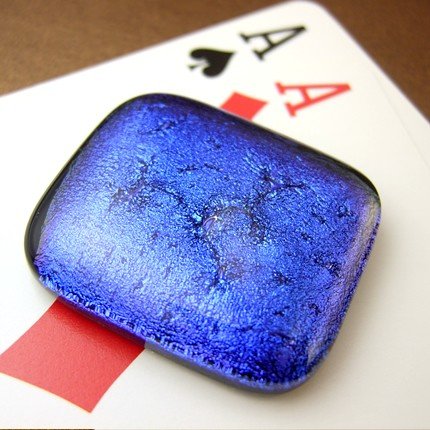 Blue-Purple Dichroic Fused Glass Poker Card Guard