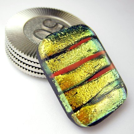 Layered Gold Dichroic Fused Glass Card Guard