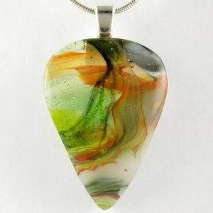 Autumn Swirl Fused Glass Drop Pendant