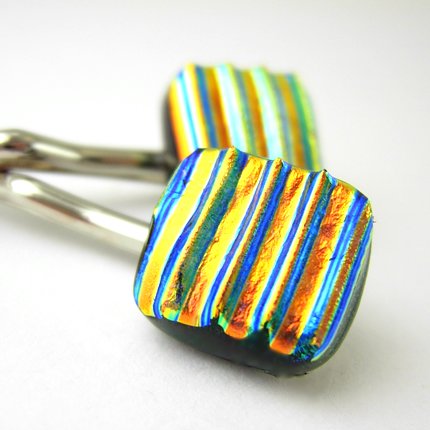 Pair of Dichroic Glass Hair Pins