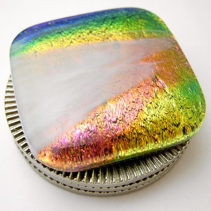 Sunset Dichroic Fused Glass Card Protector