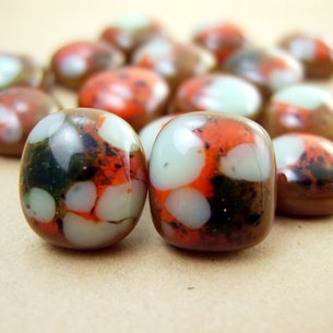 Lot of Sixteen (16) Fused Glass Cabochons