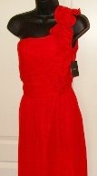 ELLEN TRACY WOMENS ONE ARM EVEVING DRESS WITH FLORAL ACCENT