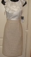 DONNA RICCO WOMENS SLEEVELESS RUFFEL FRONT DRESS