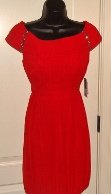 DONNA RICCO WOMENS CAP SLEEVE SILK DRESS WITH JEWEL ACCENT