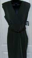 MARC NEW YORK WOMENS FITTED V-NECK DRESS WITH BELT