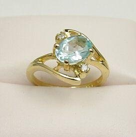 1.50ct Genuine Blue Topaz & Genuine Diamond Ring