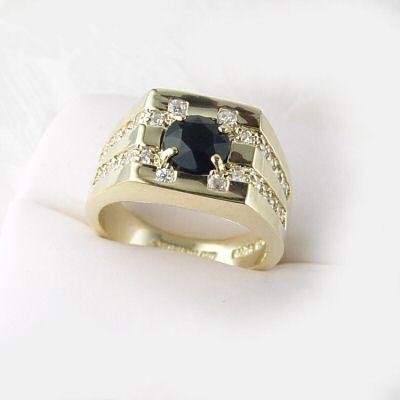 14kt Mens Genuine Black Onxy Ring