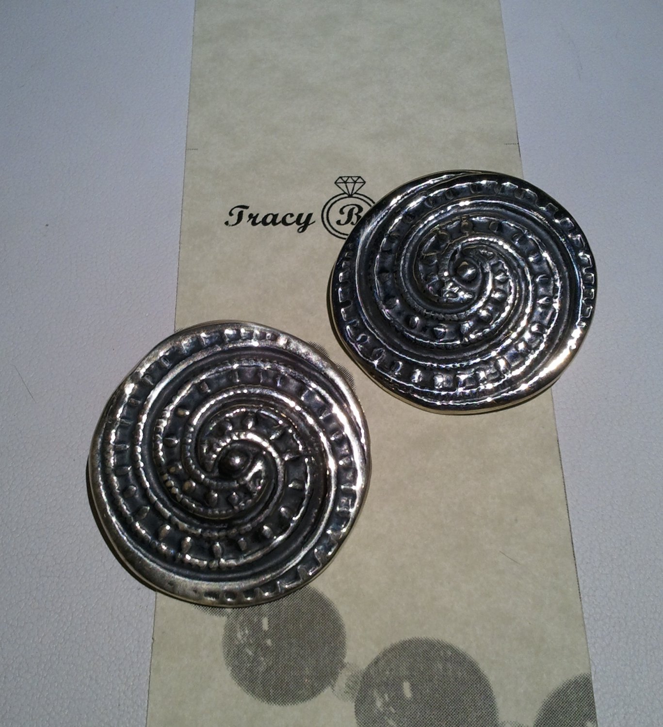 Vintage Sterling Silver Clip Button Earrings
