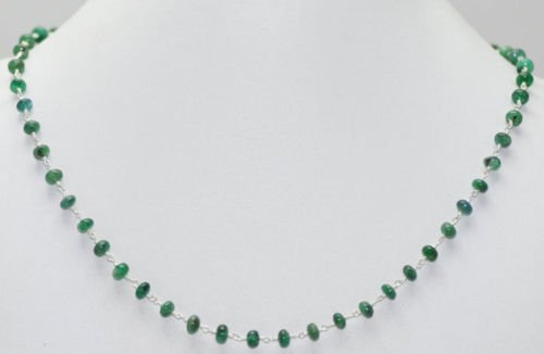 Emerald Gemstone Round Cabochon Beads Jewelry Necklace