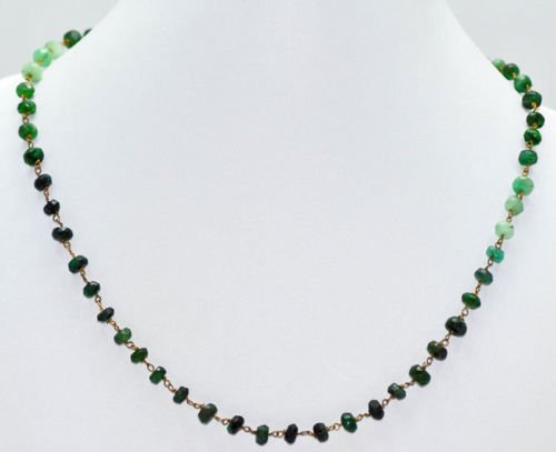 Necklace of Natural Emerald Shaded Faceted Beads
