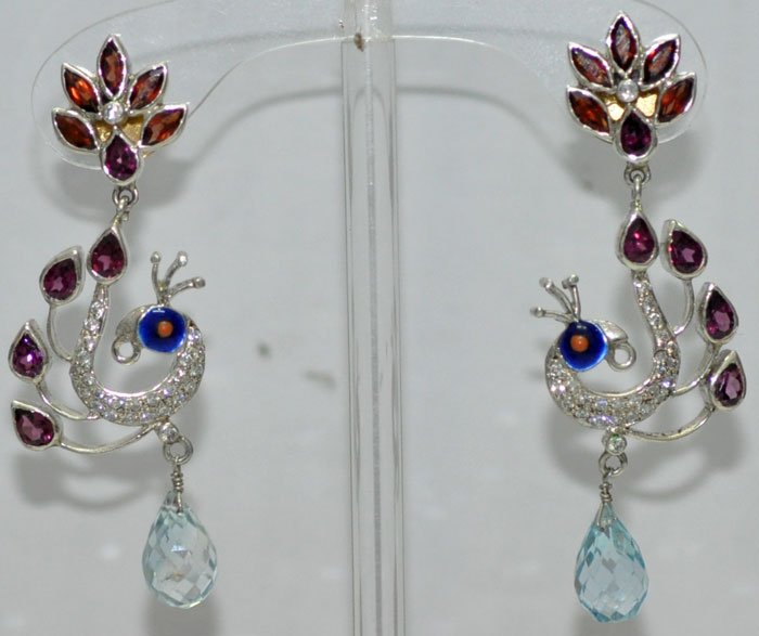 Dancing peacock shape gemstone studded earrings