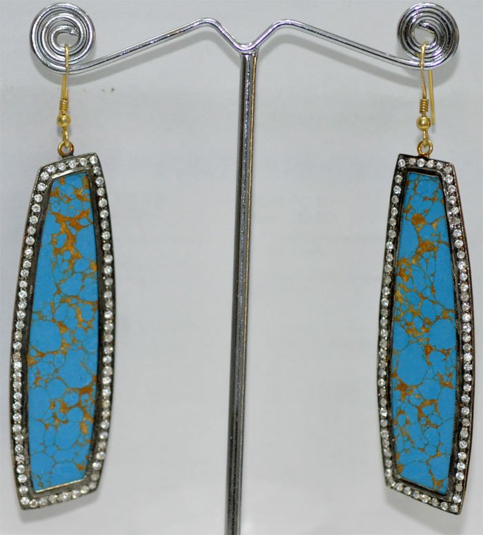 Turquoise Gemstone Studded Chandelier Earrings