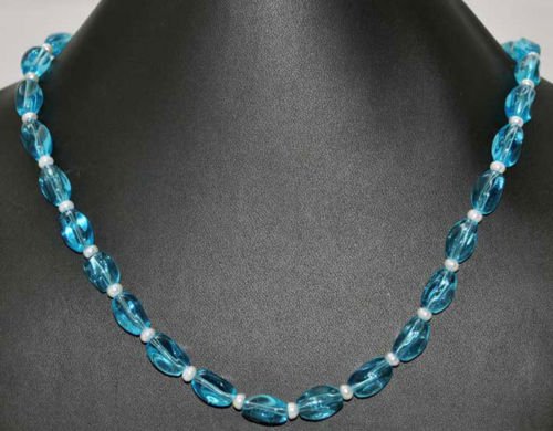 Blue Quartz Fashion Jewellery Necklace with Pearls