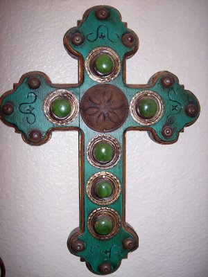 set of 3 mexican folkart crosses milagros flowers