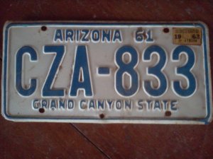 1961 ARIZONA LICENSE PLATE