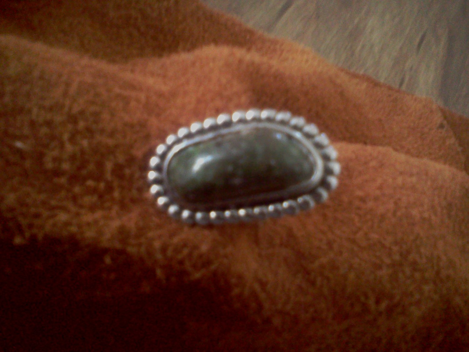 POLISHED STONE AND SILVER RING