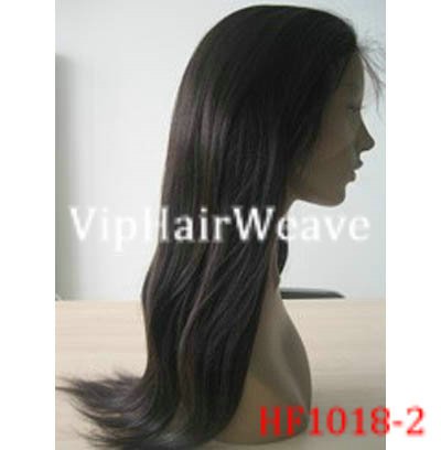 22" Silky Straight Indian Remy Huaman Hair Full Lace Wigs #1B HF1018