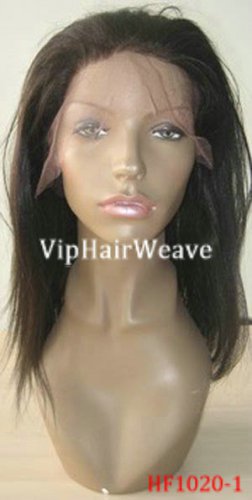 20" Yaki Straight Indian Remy Huaman Hair Full Lace Wigs #1B HF1020