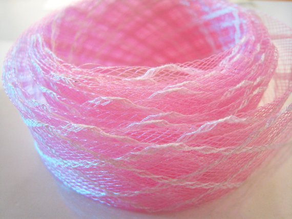 1 Yard of Light Rose ( Pink ) Horsehair for Hair Accessories Flower Decoration etc ( 35mm Width )