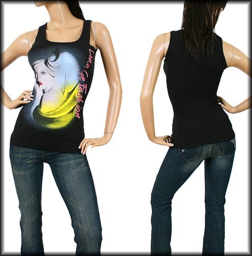 Black Fashion Print Round Neck Tank Top SMALL - MEDIUM - LARGE