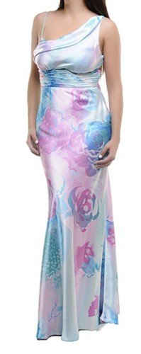 AquaPink Satin One Strap Dress with Floral Print SMALL - MEDIUM - LARGE