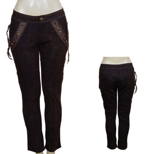 Brown Pants with Tasseled Detail SMALL, MEDIUM