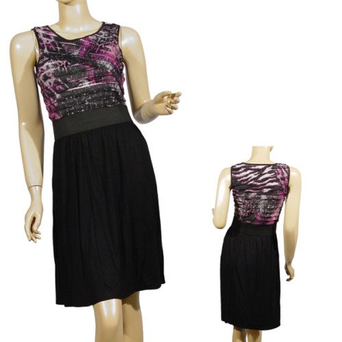 Purple and Black Knee Length Dress SMALL, MEDIUM