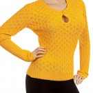 Mustard Peep-Hole Knit Sweater LARGE - XLARGE Mustard Peep-Hole Knit Sweater LARGE - XLARGE