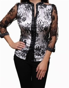 White Blouse Lace Sleeves and Overlay SMALL, MEDIUM, LARGE