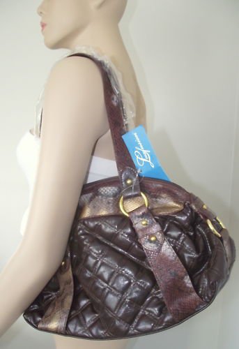 Medium Size Handbag w/ Washed Snake Skin Inspired Print