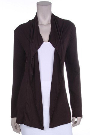 Brown Long Sleeve Open Cardigan 1XL