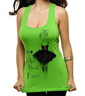 Green "My Little Black Dress" Tank SMALL, MEDIUM