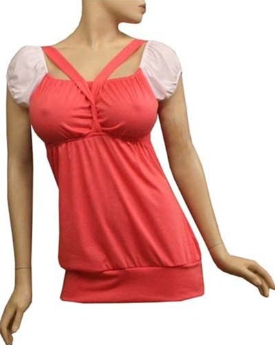 Peach and White Short Sleeve Shirt -1XL,2XL,3XL