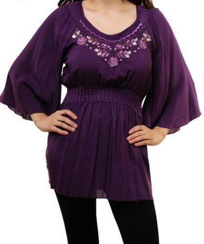 Purple V-Neck Pheasant Blouse SMALL, MEDIUM, LARGE