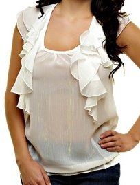 White Blouse with Ruffle Detail SMALL, MEDIUM, LARGE