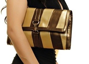 Brown Striped Hand Purse