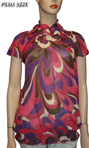 Plus Print Short Sleeve Blouse 1Xl, 2XL, 3XL