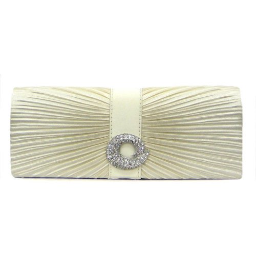 Beige Coloured Clutch with Front Gathers and Accents