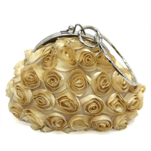 Gold Coloured Rose inspired evening bag w/ chain strap